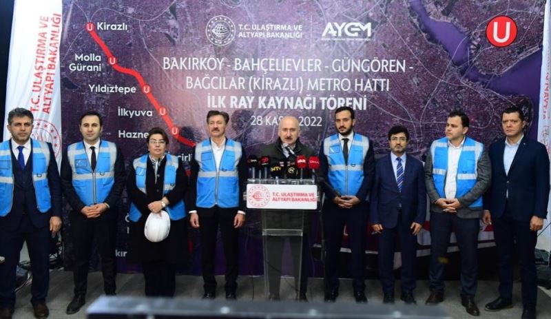 ULAŞTIRMA VE ALTYAPI BAKANI KARAİSMAİLOĞLU, BAKIRKÖY-KİRAZLI METRO HATTININ İLK RAY KAYNAĞINI YAPTI KAYAŞEHİR- BAKIRKÖY SAHİL ARASI SEYAHAT SÜRESİ 39 DAKİKAYA DÜŞECEK