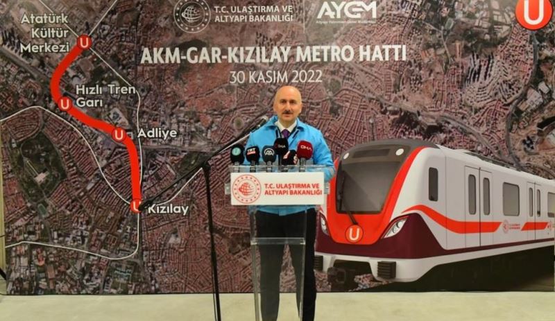 ULAŞTIRMA VE ALTYAPI BAKANI KARAİSMAİLOĞLU’NDAN ANKARALILARA MÜJDE AKM-GAR-KIZILAY METRO HATTININ İLK SEFERİ İÇİN GÜN SAYIYORUZ