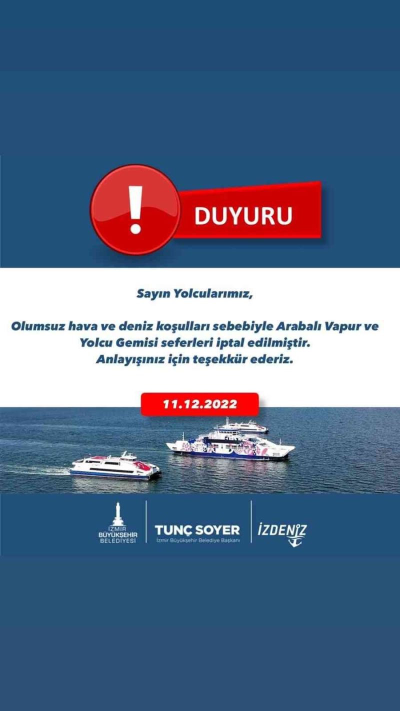 İzmir’de vapur seferlerine fırtına engeli
