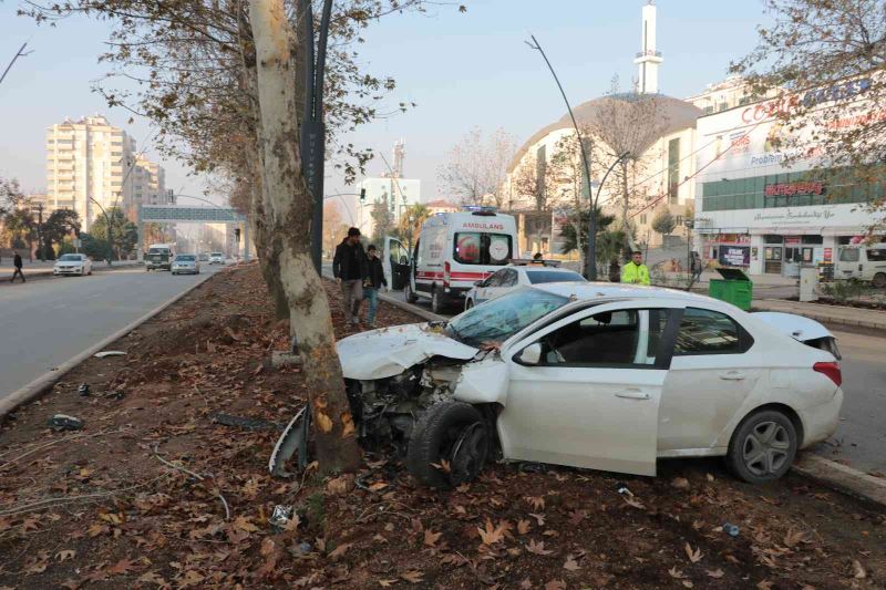 Yayalara çarpmamak isterken ağaca çarptı: 1 yaralı
