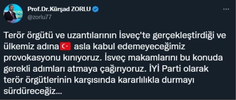 İYİ Parti’den, İsveç’teki PKK/YPG provokasyonlarına kınama
