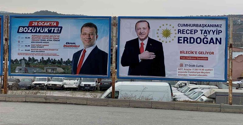 Aynı bilboardlarda Erdoğan ve İmamoğlu’nun fotoğrafları yan yana
