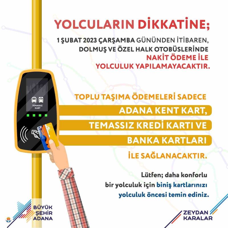 Adana’da toplu taşımada nakit dönemi sona eriyor
