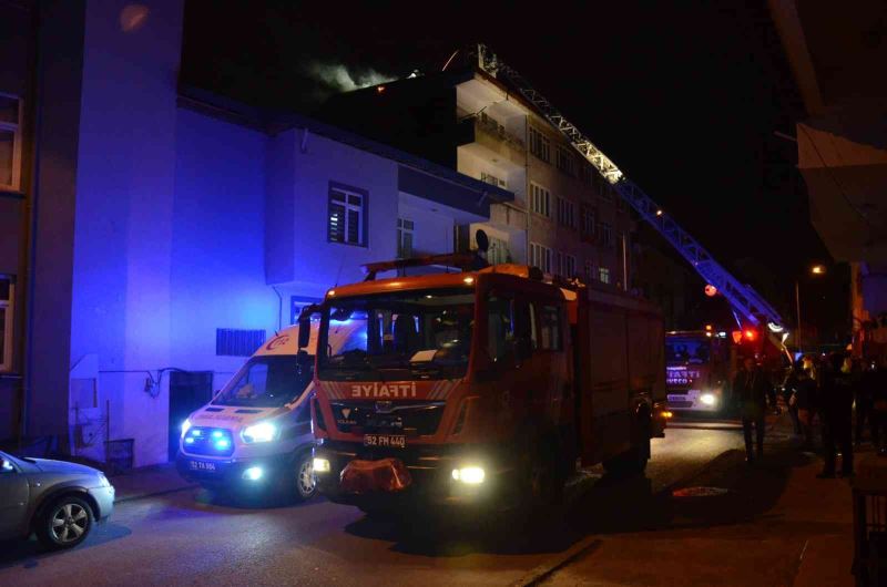 Ordu’da 5 katlı binanın çatı katında yangın: 2 binanın çatısı hasar gördü
