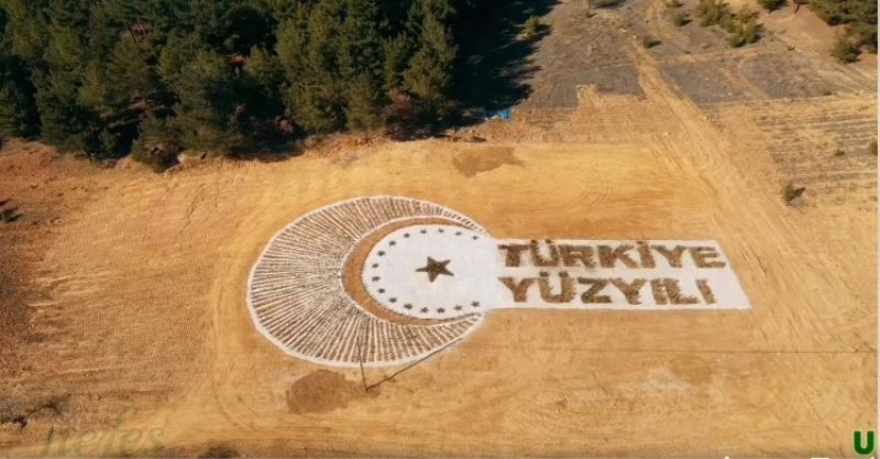 Türkiye Yüzyılı logosu 30 bin 600 fidanla yazıldı
