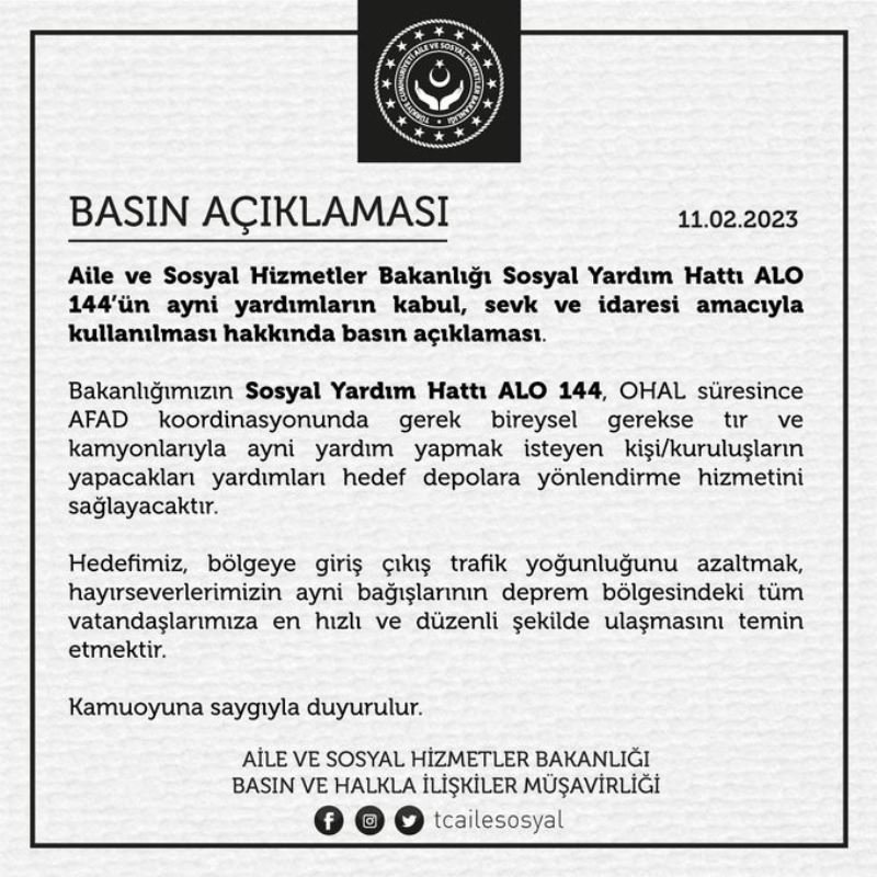 ALO 144, OHAL sürecinde yardım yapmak isteyenler için yönlendirme hattı olacak
