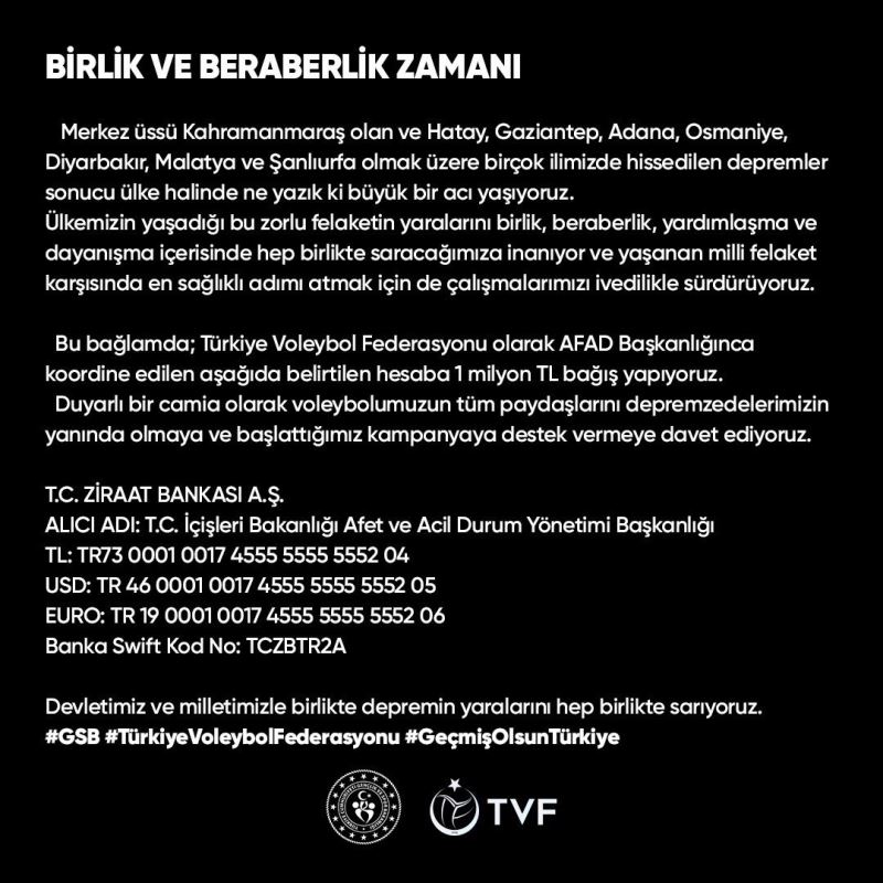 TVF’den 1 milyon TL’lik bağış
