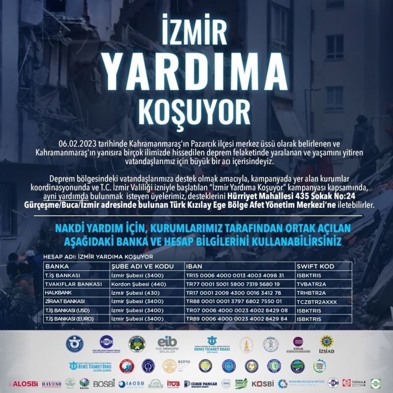 Kurumlar birleşti, “İzmir Yardıma Koşuyor” kampanyası başladı
